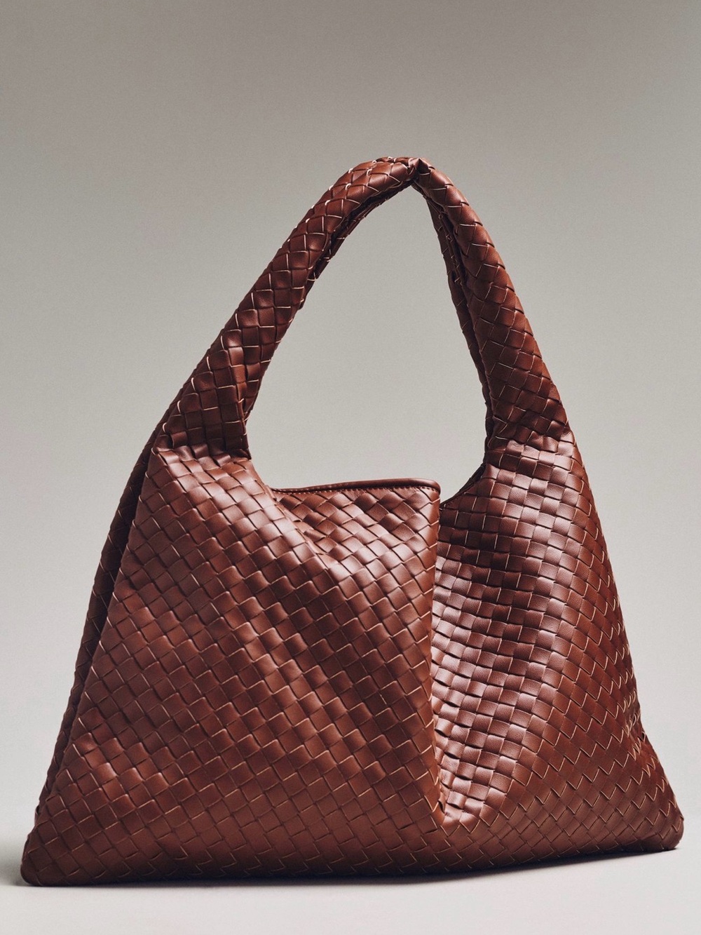 Anthropologie Woven Leather Shoulder Bag in Chestnut